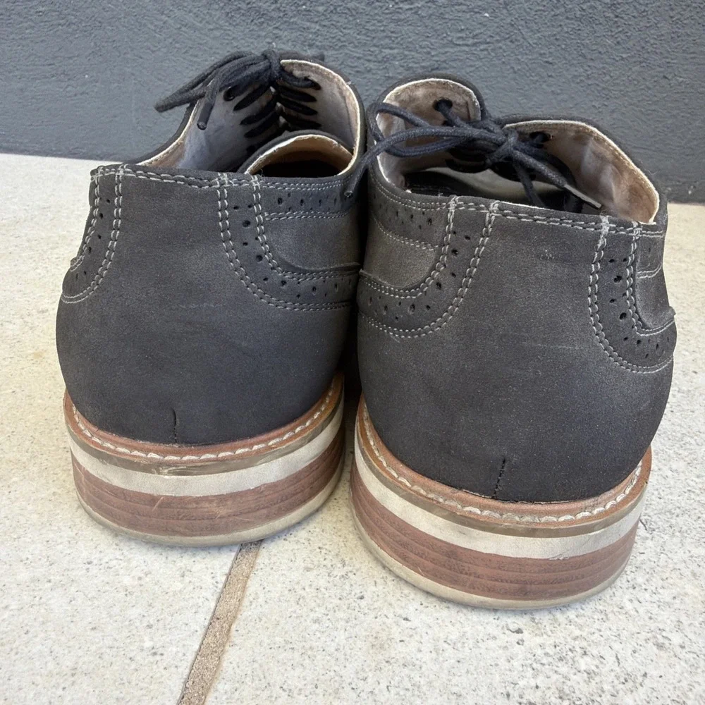 Kenneth Cole Reaction Mens Dark Grey Wingtip Oxford Dress Shoes Brogue‎ 13M